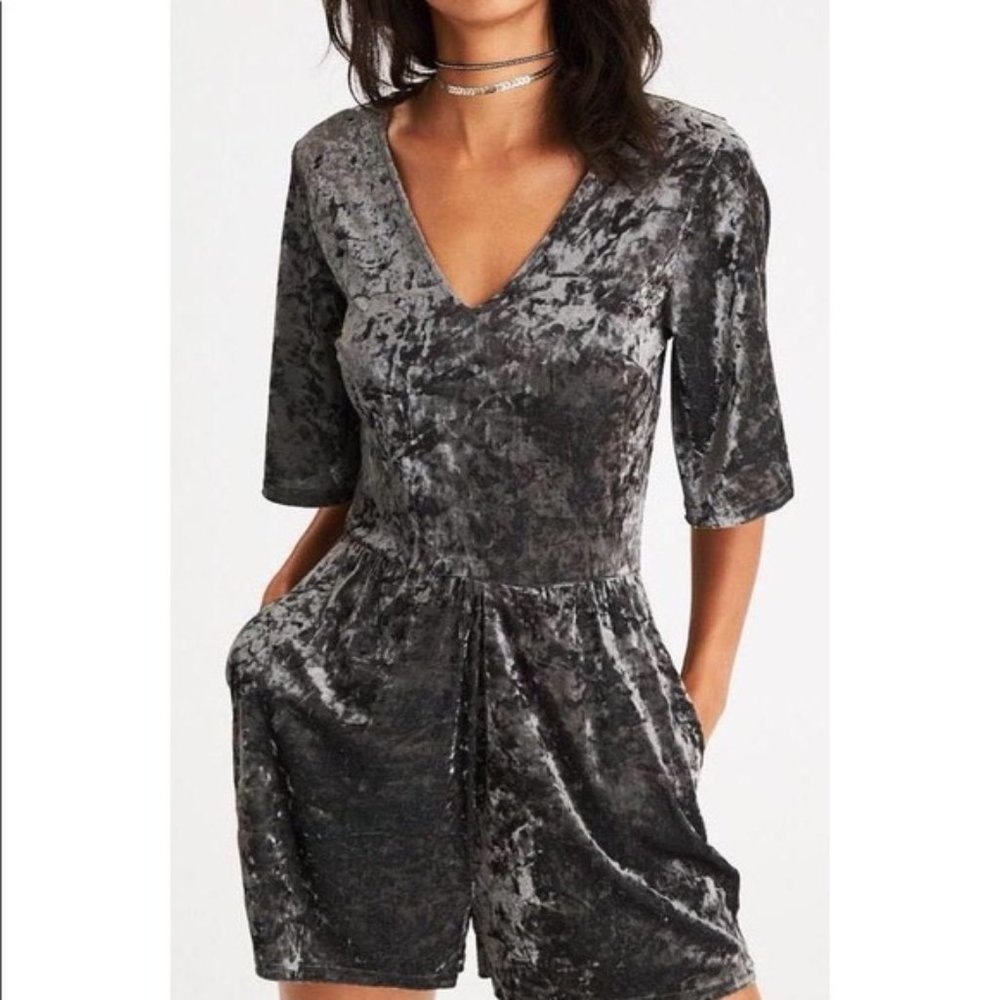 American Eagle Soft & Sexy Olive Velvet Romper